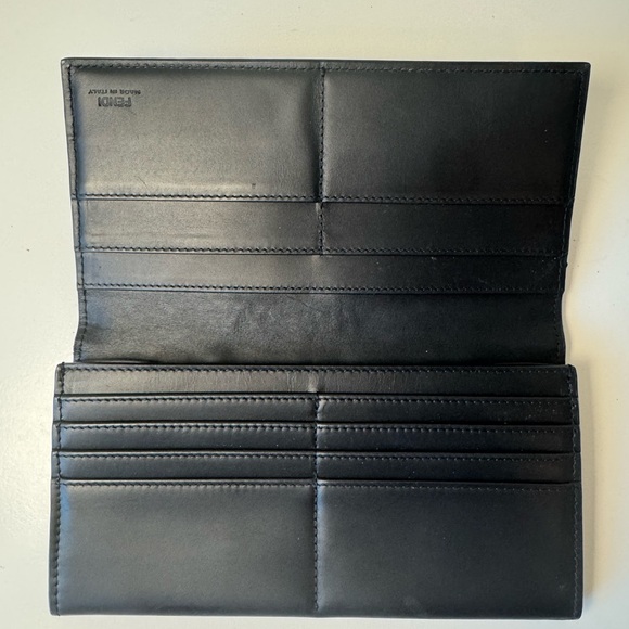 Fendi Black Embossed Leather Long Continental Wallet COA - Picture 8 of 15